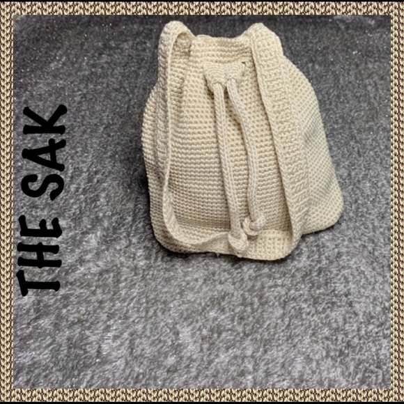The Sak Handbags - The Sak Drawstring Crochet Cream Shoulder Bag
